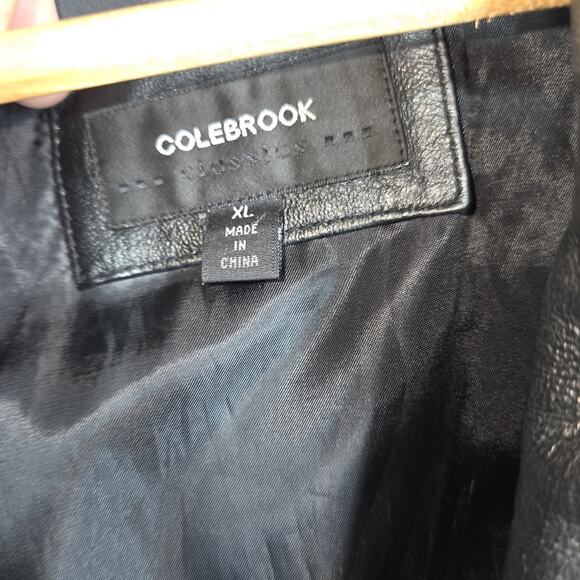 Vtg Colebrook Leather Jacket XL Black Button Designer Soft Party Business - Picture 7 of 16